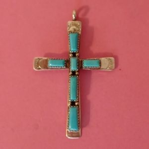 Happy HOLIDAYS!Jay's finds,genuine turquoise, 925 sterling silver,cross